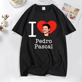 Мужская футболка I Love Pedro Pascal, Хлопковые Летние Футболки С коротким рукавом И Круглым вырезом, Графическая Уличная Одежда Tess 90-х, Мужская Одежда