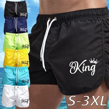 Мужские шорты Летняя быстросохнущая пляжная одежда, спортивные облегающие короткие брюки с принтом King, спортивные короткие брюки, повседневные шорты Four Points S 3XL