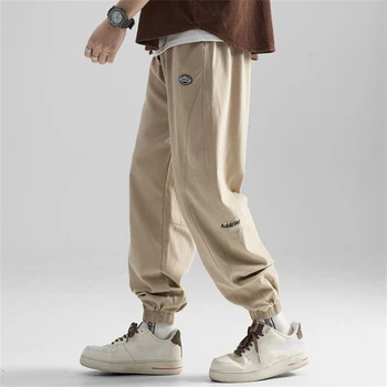 Винтажные хлопчатобумажные брюки-карго Мужские Весенне-новые Стильные Свободные брюки Однотонные спортивные шаровары Мужские Pantalones Masculinos