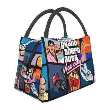 Сумки для ланча Grand Theft Auto Vice City на заказ, Мужские и женские сумки-охладители, термоизолированный ланч-бокс для пикника, кемпинга, работы и путешествий