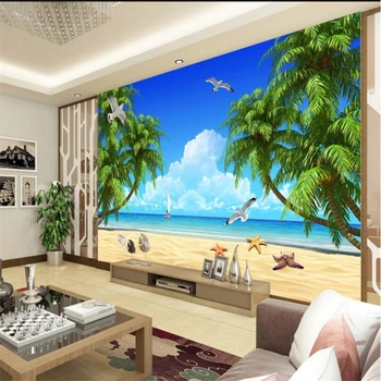 wellyu papel de parede 3d фотообои на заказ HD пляж кокосовый орех Эгейский пейзаж Обои для телевизора для домашнего декора гостиной