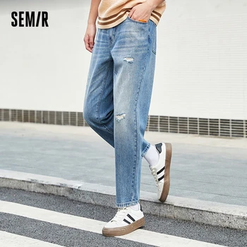 Мужские джинсы Semir, 2023, Осенние Новые Корейские Хлопковые зауженные брюки, Уличная мода для мальчиков, Модный