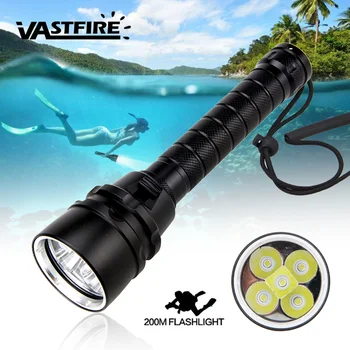 VastFire 5000LM светодиодный фонарик для подводного плавания с аквалангом, белый свет, УФ-фонарик для подводного плавания, водонепроницаемый IPX8, 100 м, алюминий
